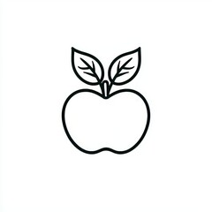 A cartoon apple is outlined in this coloring page for kids. Fruit coloring page.