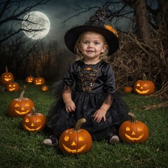 Fototapeta premium Halloween lights twinkle with festive joy