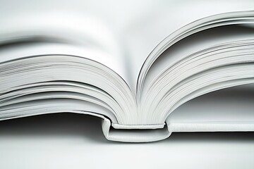 Macro view of book pages against a background of green summer leaves, with a reading and education concept in the background