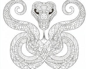 Hand drawn Zentangle snake. For coloring.