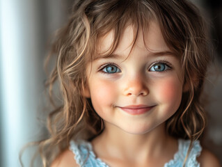 Close-Up of Funny Little Girl