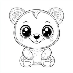 Obraz premium Children's coloring page with polar bear cartoon, printable coloring and scrapbook