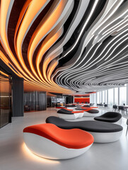 Bold office interior with group space for socializing