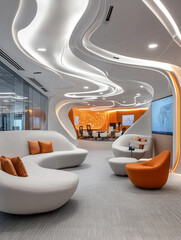 Bold office interior with group space for socializing