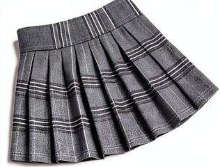 Top view of grey skirt isolated on white. Stylish school uniform.
