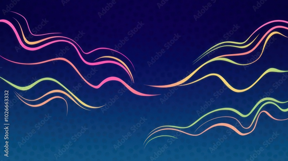 Poster colorful abstract wave patterns on a dark background creating a dynamic visual experience