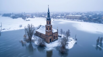 Fototapeta premium Kalyazin's flooded bell tower.