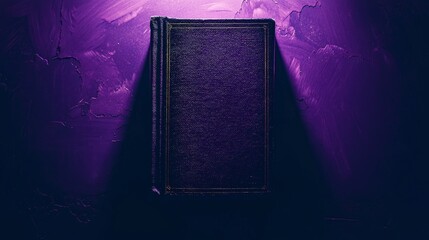 An elegant purple book cover on a violet background
