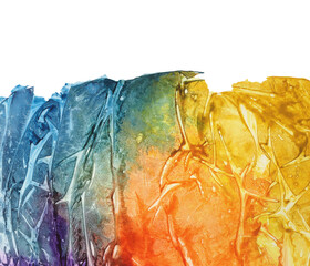 Art Watercolor ink brushstroke smear blot painting wall. Abstract texture Yellow, blue color stain...