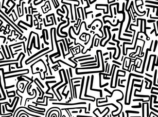 An abstract, surreal, detailed doodle - coloring page for adults. Modern illustration.