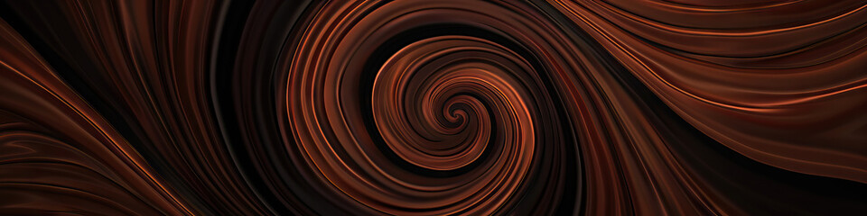 A rich brown background contrasted by sleek black spiral designs, conveying strength and sophistication.