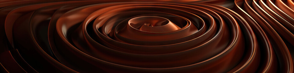 A rich brown background contrasted by sleek black spiral designs, conveying strength and sophistication.