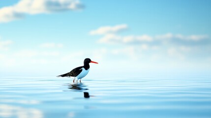 Water, Oystercatcher, blue sea, sky.