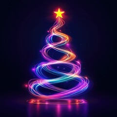 neon red Christmas tree colorful Christmas tree