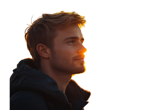 Man in Field at Sunset