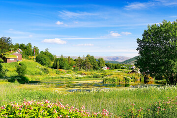 Obraz premium The houses at the village Saltstraumen, Norway