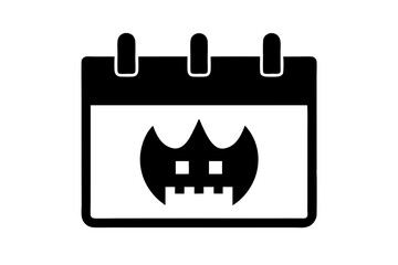 Halloween Calender icon Flat set in black and white color