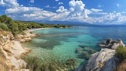 High-res panorama of Halkidiki coast.