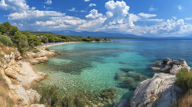 High-res panorama of Halkidiki coast.