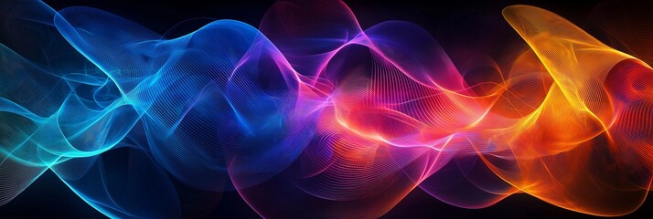 Fototapeta premium Multicolored waves create a dynamic energy flow visual, evoking movement and vitality in an abstract format.