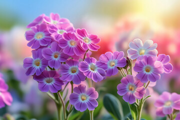 Obraz premium Beautiful Photo of Verbena Flowers in Bright Sunshine and Summer Weather
