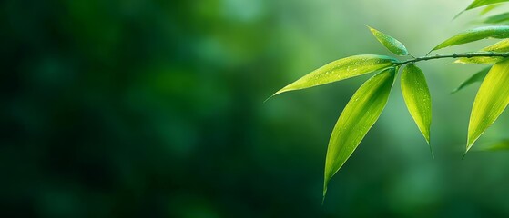 leaves dotted with water droplets, background softly blurred