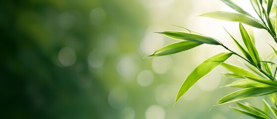  A bamboo plant's detailed shoot with blurred foreground bamboo leaves