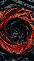 Obraz premium Glittering abstract crumpled red and black foil background