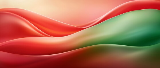  A red, green, and yellow background with a waving liquid layer flowing over its top and pooling at the image's bottom corners