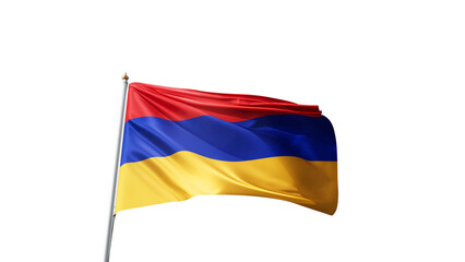 Flag of Armenia with no background, transparent png, flag on a flag pole waving in the wind, asian country, national symbol of Armenia, picture of a flag