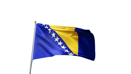 Flag of Bosnia and Herzegovina with no background, transparent png, flag on a flag pole waving in the wind, european country, national symbol of Bosnia and Herzegovina, picture of a flag