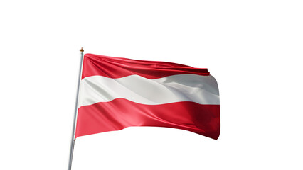 Flag of Austria with no background, transparent png, flag on a flag pole waving in the wind, european country, national symbol of Austria, picture of a flag