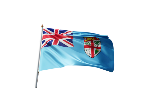 Flag of Fiji with no background, transparent png, flag on a flag pole waving in the wind, Asian island in Oceania, national symbol of Fiji island, picture of a flag - Powered by Adobe