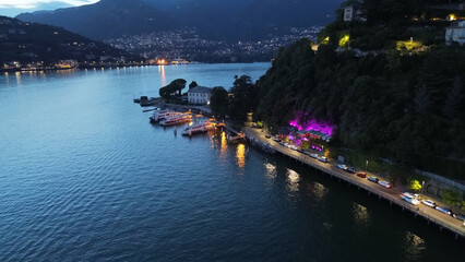 Obraz premium Como lake city by night light