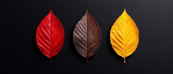 Obraz premium one red, one yellow, and one green, with the green leaf centrally positioned