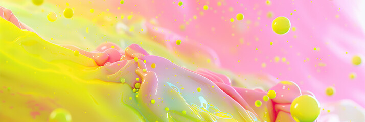 Neon Neonatal: A soft, pastel-colored background with accents of neon yellow and pink, perfect for a children's game show about learning colors and shapes.