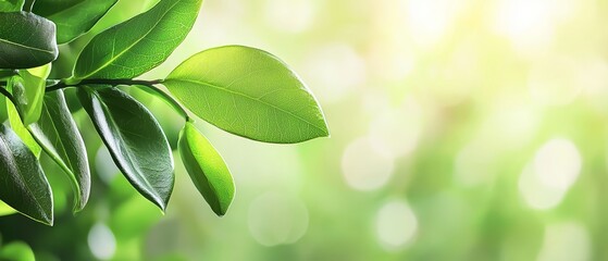  A tight shot of a green plant's leafy expanse, sun rays filtering through, backdrop softly blurred in shades of green