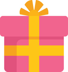 Pink gift box wrapped with a yellow ribbon and bow, representing celebration, surprise, and special occasions