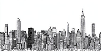Fototapeta premium Hand-Drawn Pencil Sketch of City Skyline