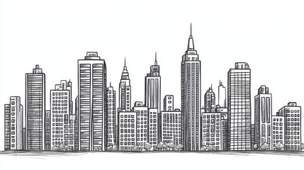 Hand-Drawn City Skyline Sketch