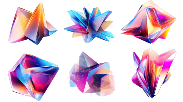 Vibrant Abstract Geometric Shapes in Dynamic Arrangement Generative AI