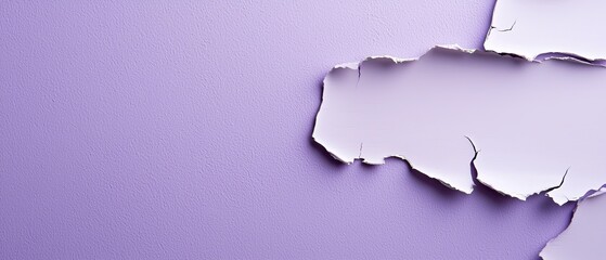  A torn white paper fragment against a purple backdrop, text or image ready space