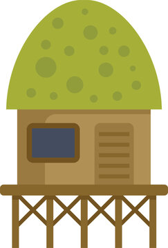 stilt house green roof flat design clip art preview