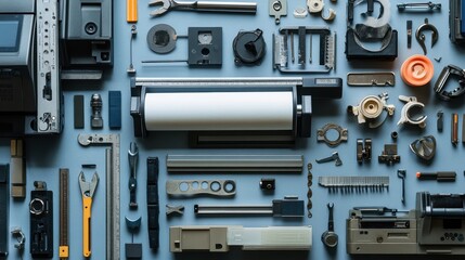 Close-up of printer paper jam being resolved, with tools and parts laid out on the side.