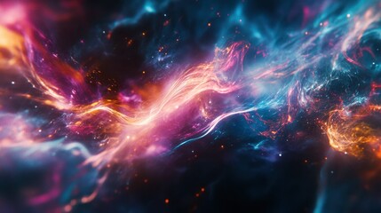 Naklejka premium Colorful light streaks overlapping and intertwining against a dark, abstract backdrop.