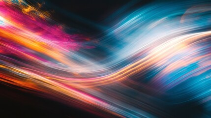 Obraz premium Cool-toned light beams streaking diagonally across the frame, creating a dynamic sense of motion.