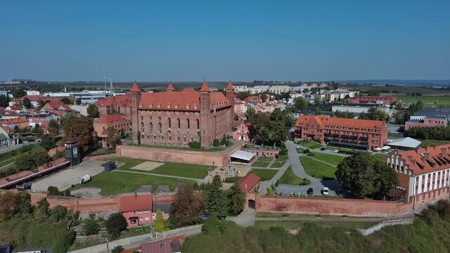 Medieval castle in the city center of Gniew, Poland.