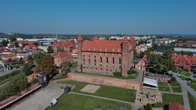 Medieval castle in the city center of Gniew, Poland.