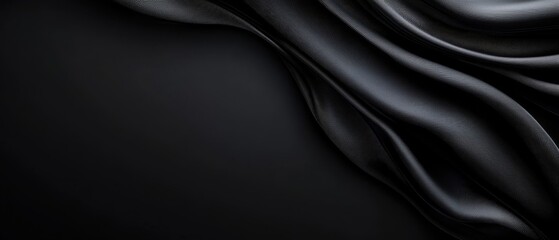 Fototapeta premium A black background with wavy folds and a separate white strip at the bottom..A black background featuring undulating folds, accompanied by a distinct white strip along the base