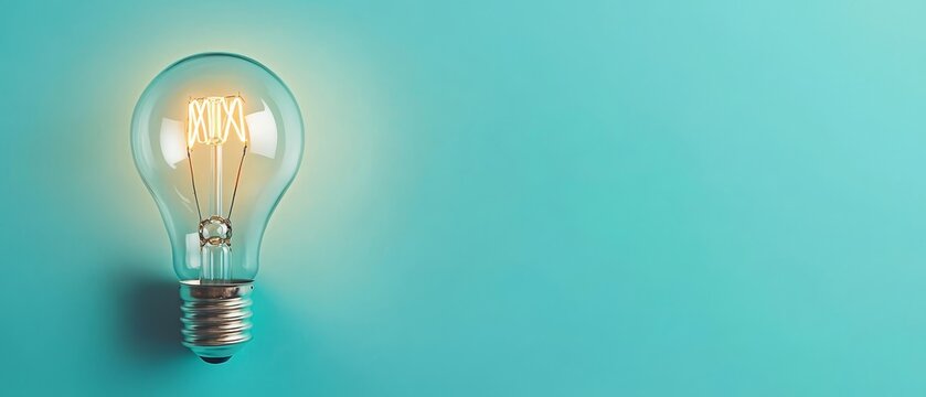  A light bulb against a blue backdrop, inscribed KMN inside